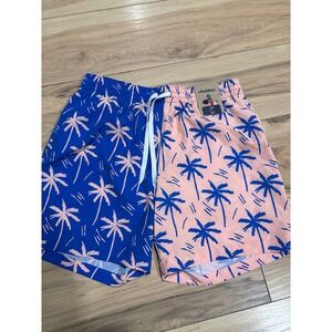 Chubbies Mens Palm Tree Swim Trunks Shorts Beach Pink Blue Large